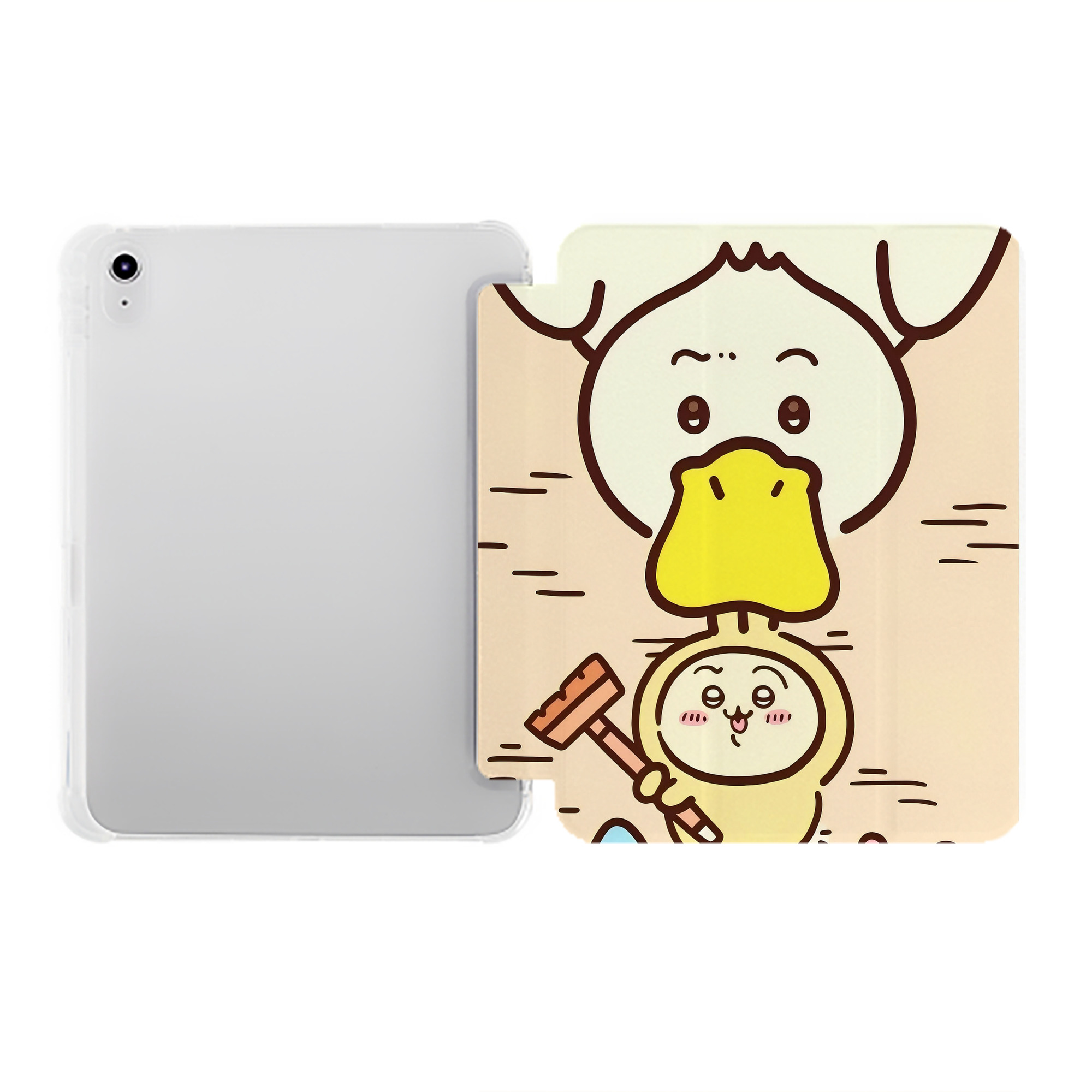 （画像用） ちいかわ Chii-kawa IPad ケース ペン収納付き 三つ折りスタンド PUレザー×シリコン 対応機種9.5/10.5/10.9インチ